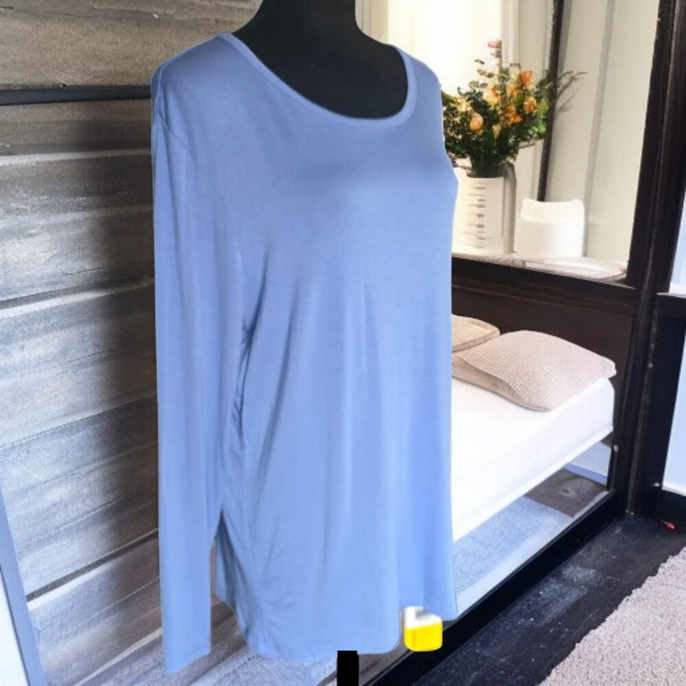 NWT WONDERWINK (XL) SCRUBS Crew Neck Long Sleeve Rayon Top